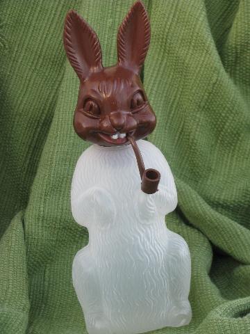 photo of lot vintage Easter bunny candy containers, plastic 'chocolate' rabbit #4