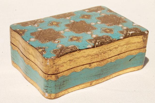 photo of lot vintage Florentine gold wood boxes, ornate gilt trinket box collection #5