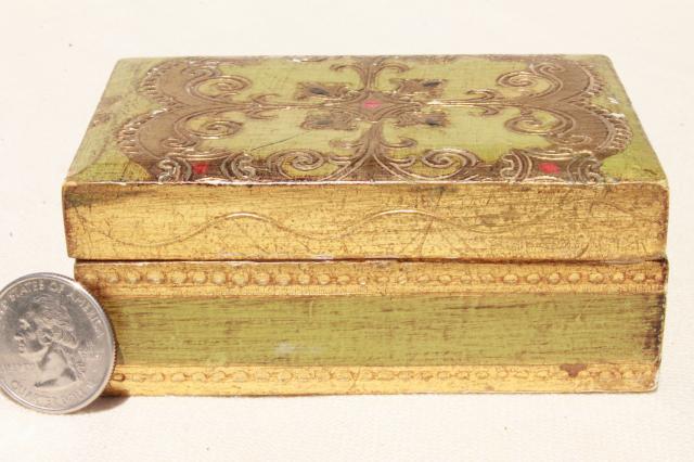 photo of lot vintage Florentine gold wood boxes, ornate gilt trinket box collection #8