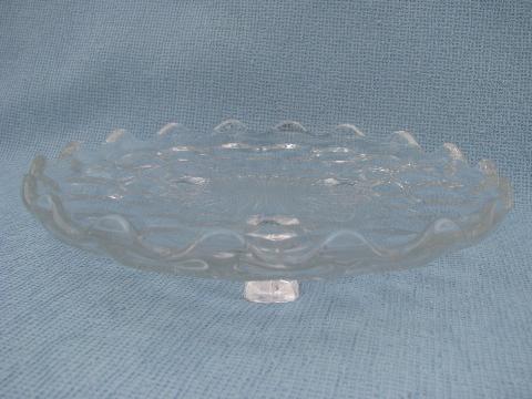 photo of lot vintage Fostoria American pattern cube glass dishes, flower bowl #8