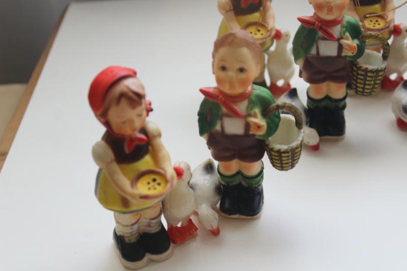 photo of lot vintage Hong Kong plastic figurines, Hummels children, goose girl & boy #2