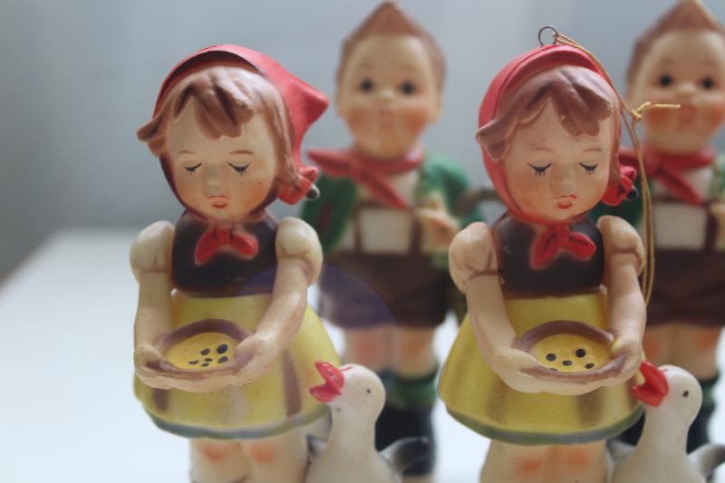 photo of lot vintage Hong Kong plastic figurines, Hummels children, goose girl & boy #3