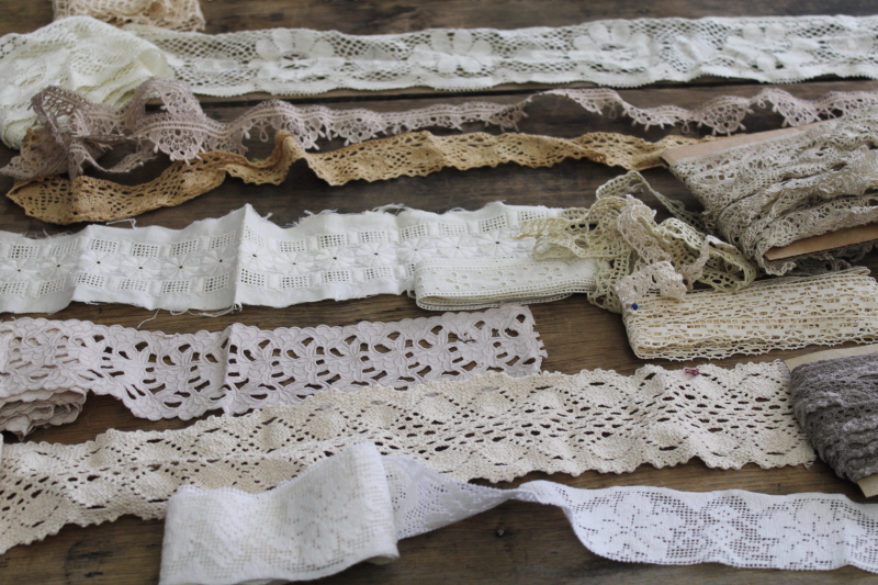 photo of lot vintage & antique lace scraps remnants for heirloom sewing, quilts, crafts, decor #1