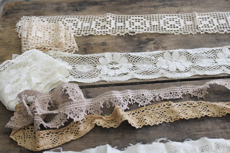 photo of lot vintage & antique lace scraps remnants for heirloom sewing, quilts, crafts, decor #4