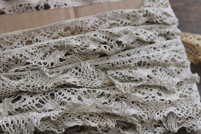 photo of lot vintage & antique lace scraps remnants for heirloom sewing, quilts, crafts, decor #6