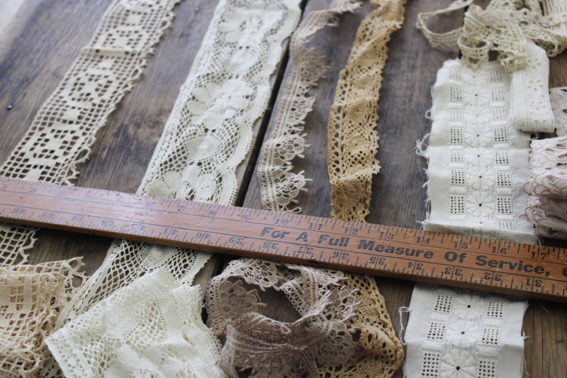 photo of lot vintage & antique lace scraps remnants for heirloom sewing, quilts, crafts, decor #7