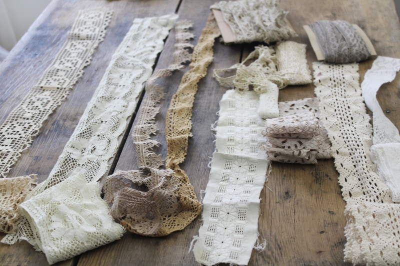 photo of lot vintage & antique lace scraps remnants for heirloom sewing, quilts, crafts, decor #8