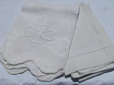 photo of lot vintage antique whitework linen damask & cotton towels, crochet & tatted lace #5