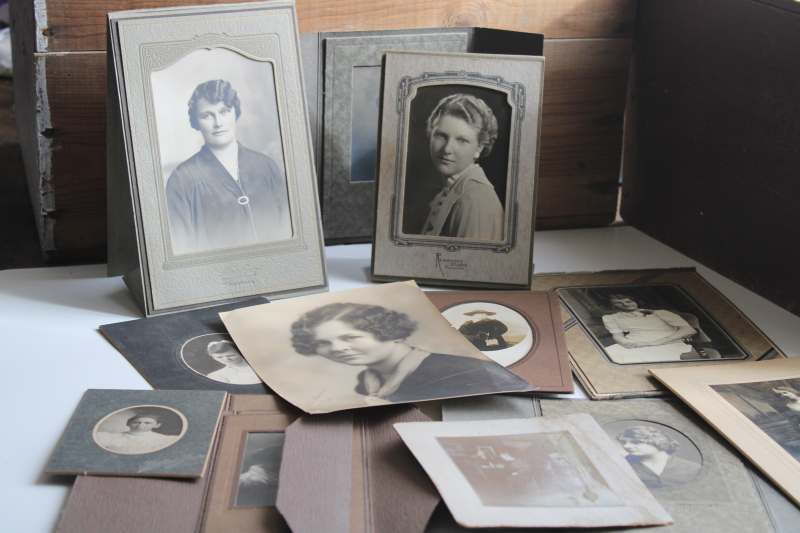 photo of lot vintage black & white photos & cabinet cards, female portraits, women 1900 through 1930s #1