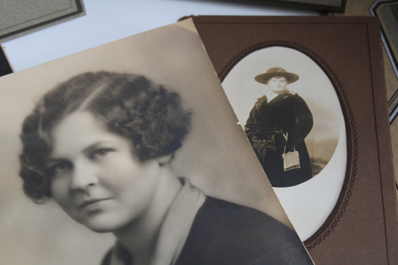 photo of lot vintage black & white photos & cabinet cards, female portraits, women 1900 through 1930s #3