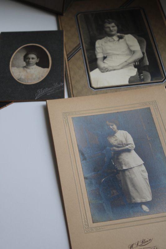 photo of lot vintage black & white photos & cabinet cards, female portraits, women 1900 through 1930s #4