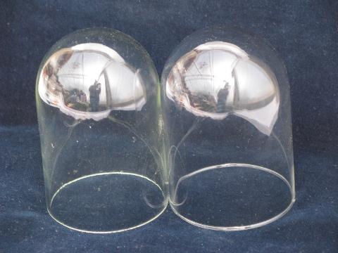 photo of lot vintage blown glass domes, dome covers for clocks, antique display #4