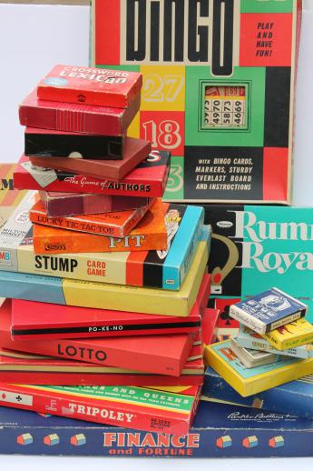 photo of lot vintage board games, bingo, card game sets & pieces for crafting or replacement parts #1