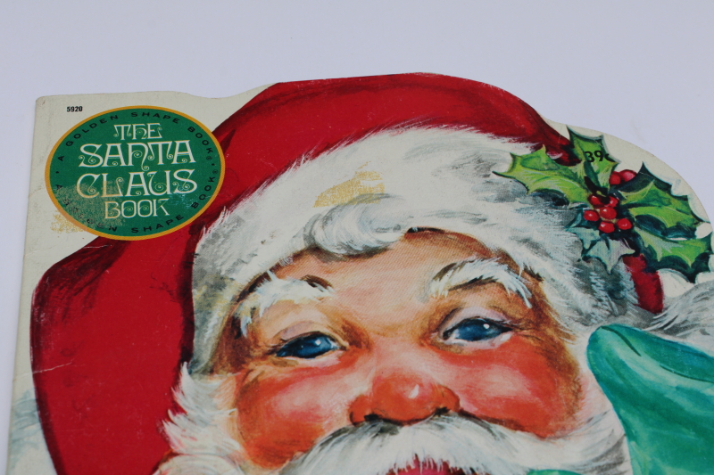 photo of lot vintage books fuzzy wuzzy flocked Santa Claus, Night Before Christmas coloring book #5