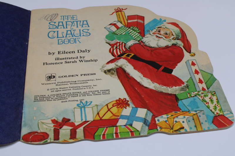photo of lot vintage books fuzzy wuzzy flocked Santa Claus, Night Before Christmas coloring book #6