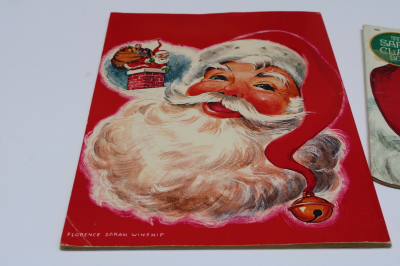 photo of lot vintage books fuzzy wuzzy flocked Santa Claus, Night Before Christmas coloring book #10