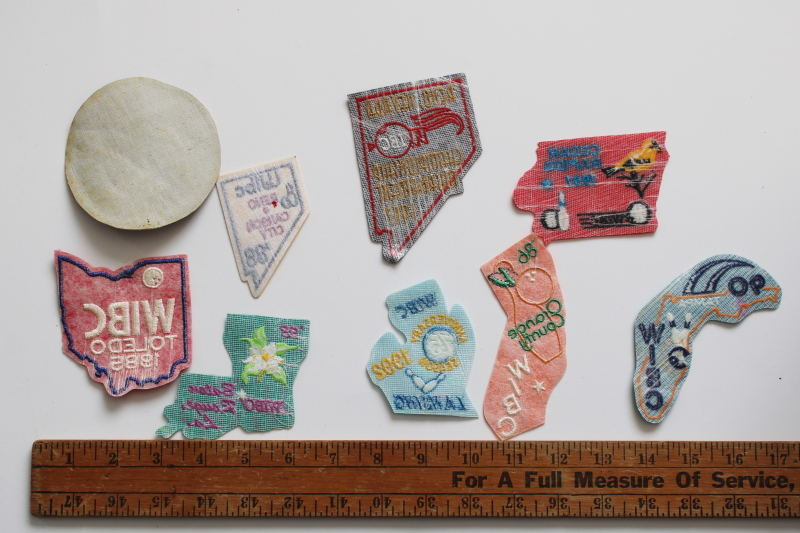 photo of lot vintage bowling patches, retro flocked badges state tournament souvenirs #3