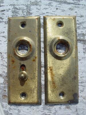 photo of lot vintage brass architectural doorknob plates #1