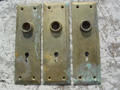 photo of lot vintage brass architectural doorknob plates #3