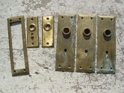 photo of lot vintage brass architectural doorknob plates #4