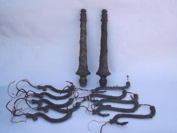 catalog photo of lot vintage brass / bronze lamp restoration parts for chandelier lights