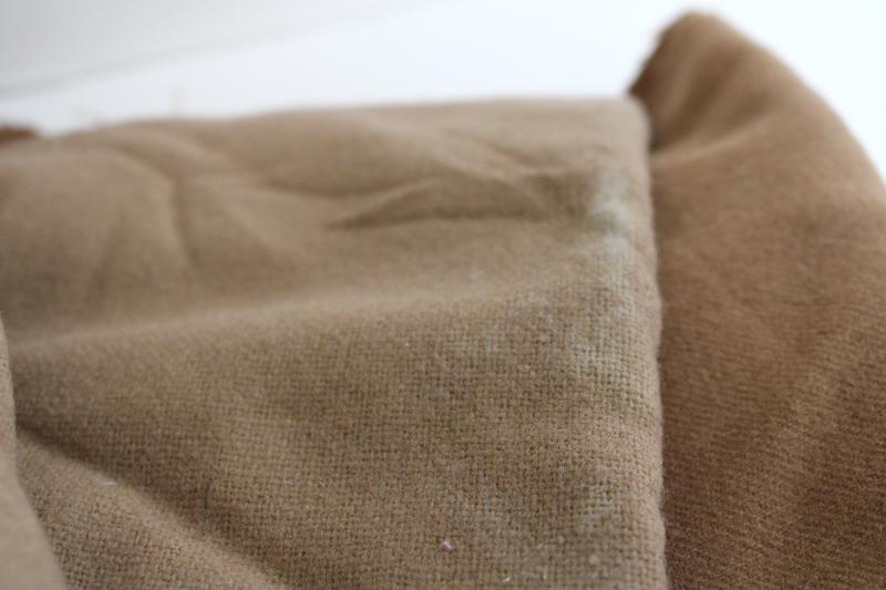 photo of lot vintage camel colored wool fabric for rug making, farmhouse style crafts #2