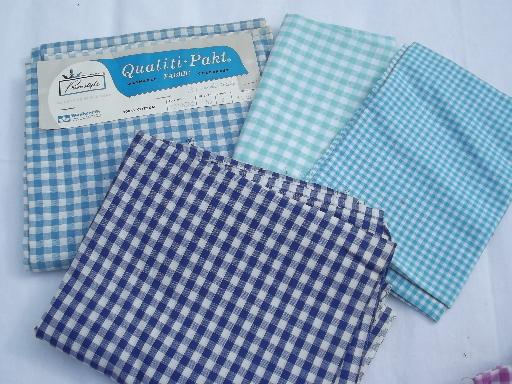 photo of lot vintage checked gingham apron fabric, all colors and sizes of checks #3