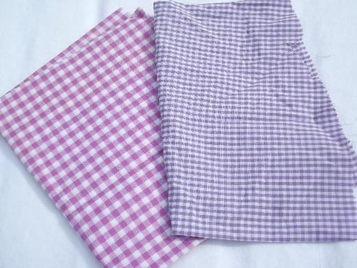photo of lot vintage checked gingham apron fabric, all colors and sizes of checks #4