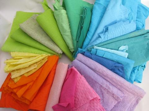 photo of lot vintage colored cotton & cotton blend fabric, linen / textured weave #1