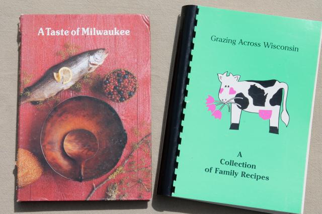 photo of lot vintage cookbooks, community cook book lot, recipes from Wisconsin #6