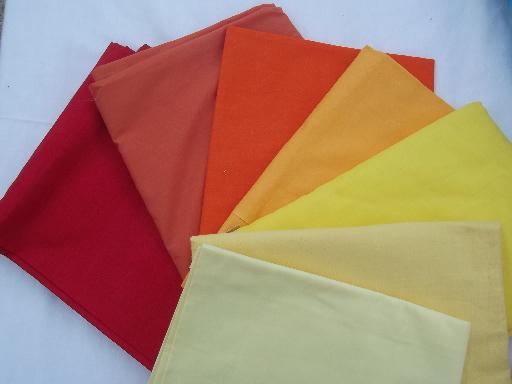 photo of lot vintage cotton and cotton blend fabric, quilting solids, all colors #2