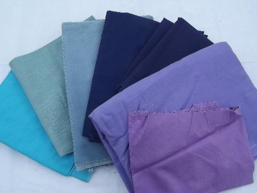 photo of lot vintage cotton and cotton blend fabric, quilting solids, all colors #3