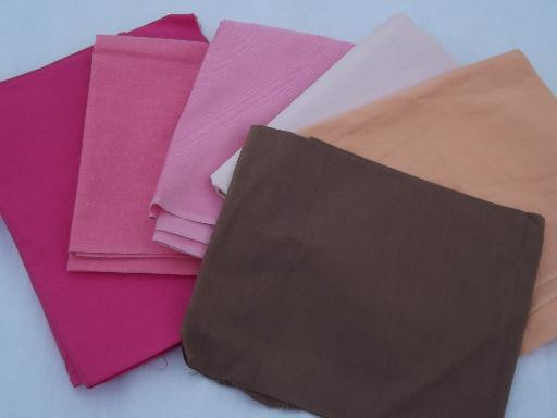 photo of lot vintage cotton and cotton blend fabric, quilting solids, all colors #4