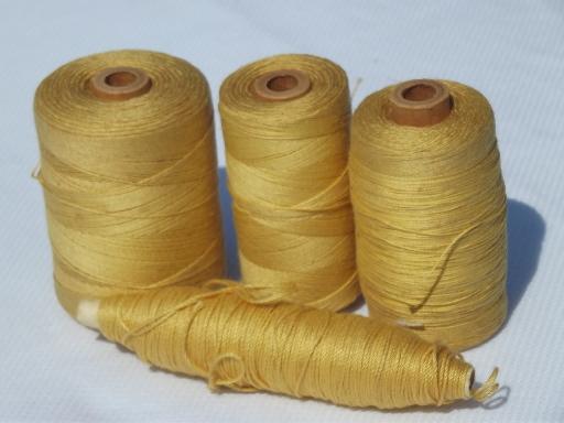 photo of lot vintage cotton and linen thread for weaving towels or embroidery, Swedish blue and yellow #5