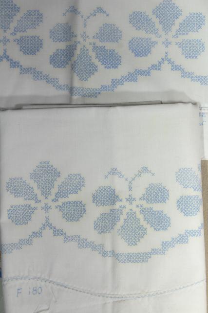 photo of lot vintage cotton & blend pillowcases for embroidery, stamped to embroider #3