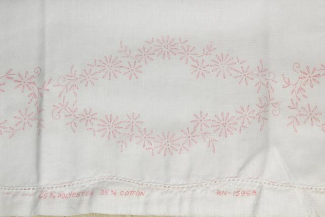 photo of lot vintage cotton & blend pillowcases for embroidery, stamped to embroider #9