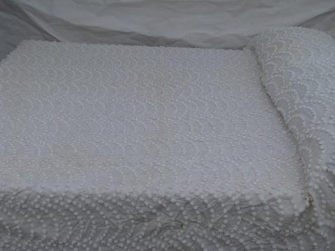 photo of lot vintage cotton chenille bedspreads for cutters, all white chenilles #6