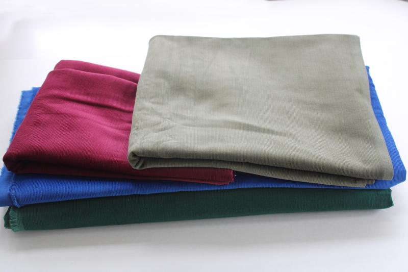 photo of lot vintage cotton corduroy fabric, fine pin wale pincord 80s 90s solid colors #1