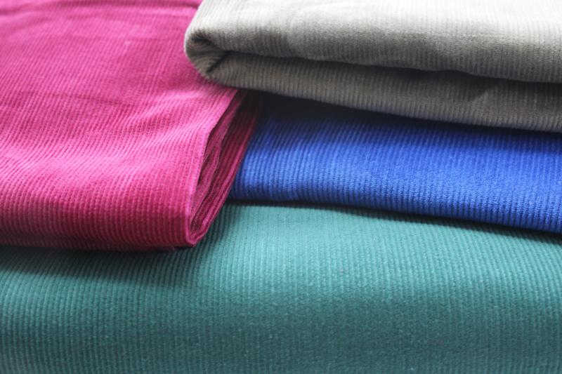 photo of lot vintage cotton corduroy fabric, fine pin wale pincord 80s 90s solid colors #5