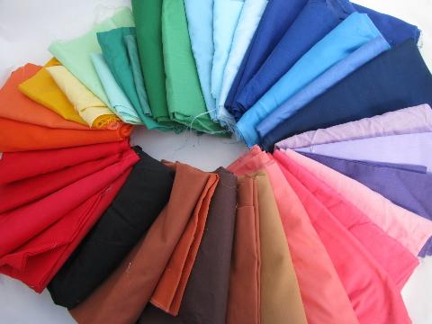 photo of lot vintage cotton & cotton blend fabric, quilting solids, all colors #1