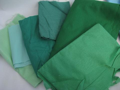 photo of lot vintage cotton & cotton blend fabric, quilting solids, all colors #4