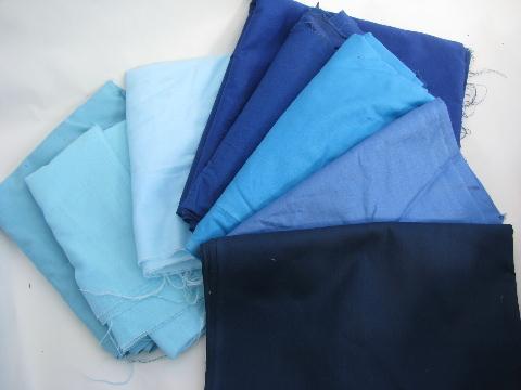photo of lot vintage cotton & cotton blend fabric, quilting solids, all colors #5