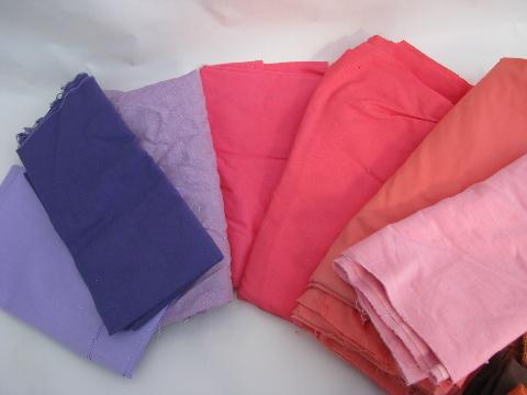 photo of lot vintage cotton & cotton blend fabric, quilting solids, all colors #6