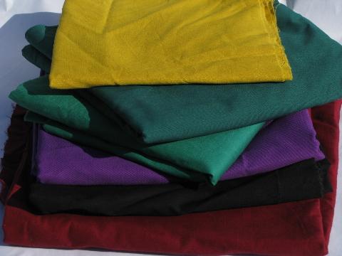 photo of lot vintage cotton & cotton blend fabric solids, amish quilt colors #1