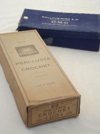 photo of lot vintage cotton crochet thread spools in antique  French boxes #2