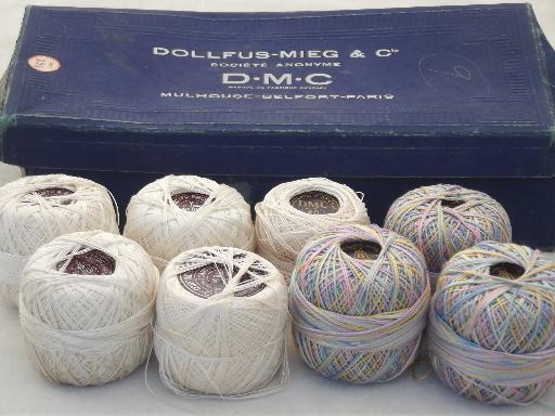 photo of lot vintage cotton crochet thread spools in antique  French boxes #6