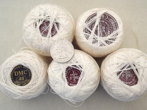 photo of lot vintage cotton crochet thread spools in antique  French boxes #10