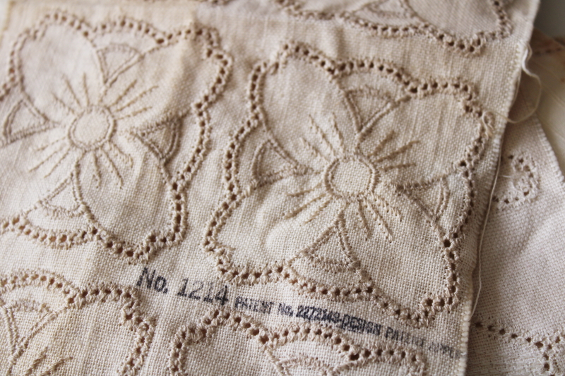 photo of lot vintage cotton fabric motifs for crochet lace fancywork, new old stock Woolworths price tags 1930s #6