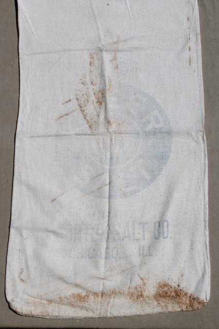 photo of lot vintage cotton feedsack sack fabric, rustic homespun texture primitive sacks #2