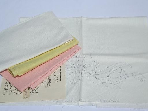 photo of lot vintage cotton huck towels for Swedish embroidery needlework and stamped to embroider #1